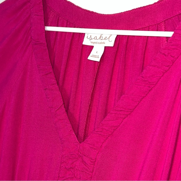 Ingrid & Isabel Women’s Hot Pink Maternity Maxi Tiered Babydoll  Dress Large - Picture 8 of 12